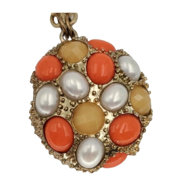 LIA SOPHIA- VICTORIAN REVIVAL FAUX PEARL CORAL STATEMENT NECKLACE WOMEN 39" - Picture 7 of 7